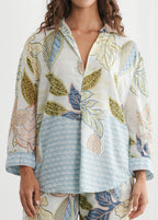 Floriental Print Collared Shirt