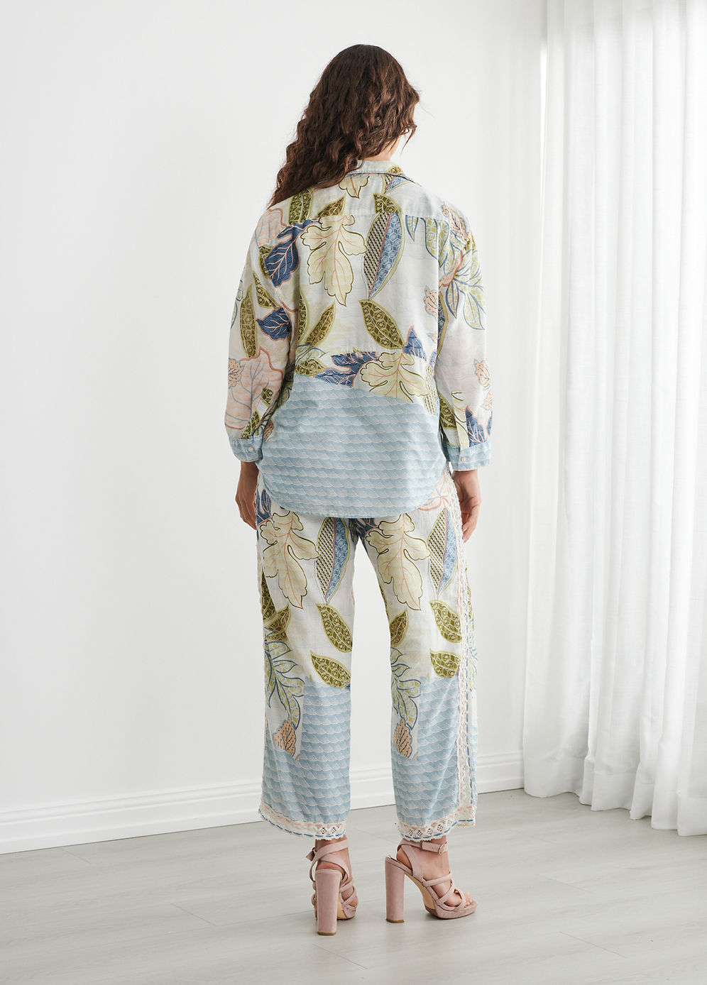 Floriental Print Collared Shirt