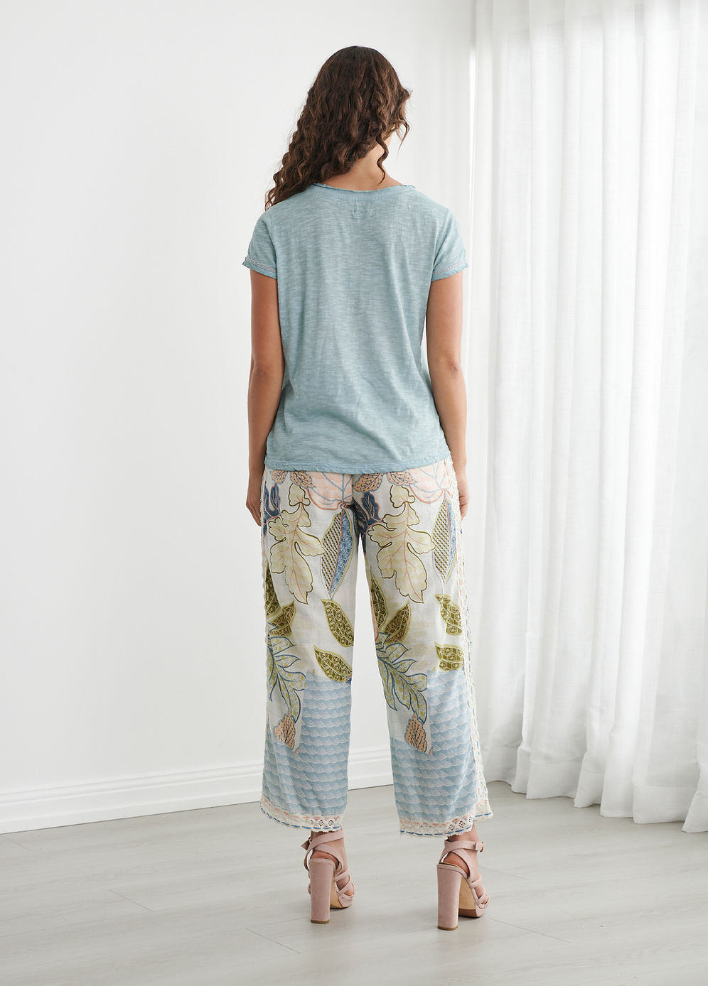 Round Neck Tee with Hand Stitchwork