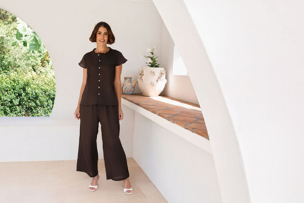 Ramie Wide Leg Pant