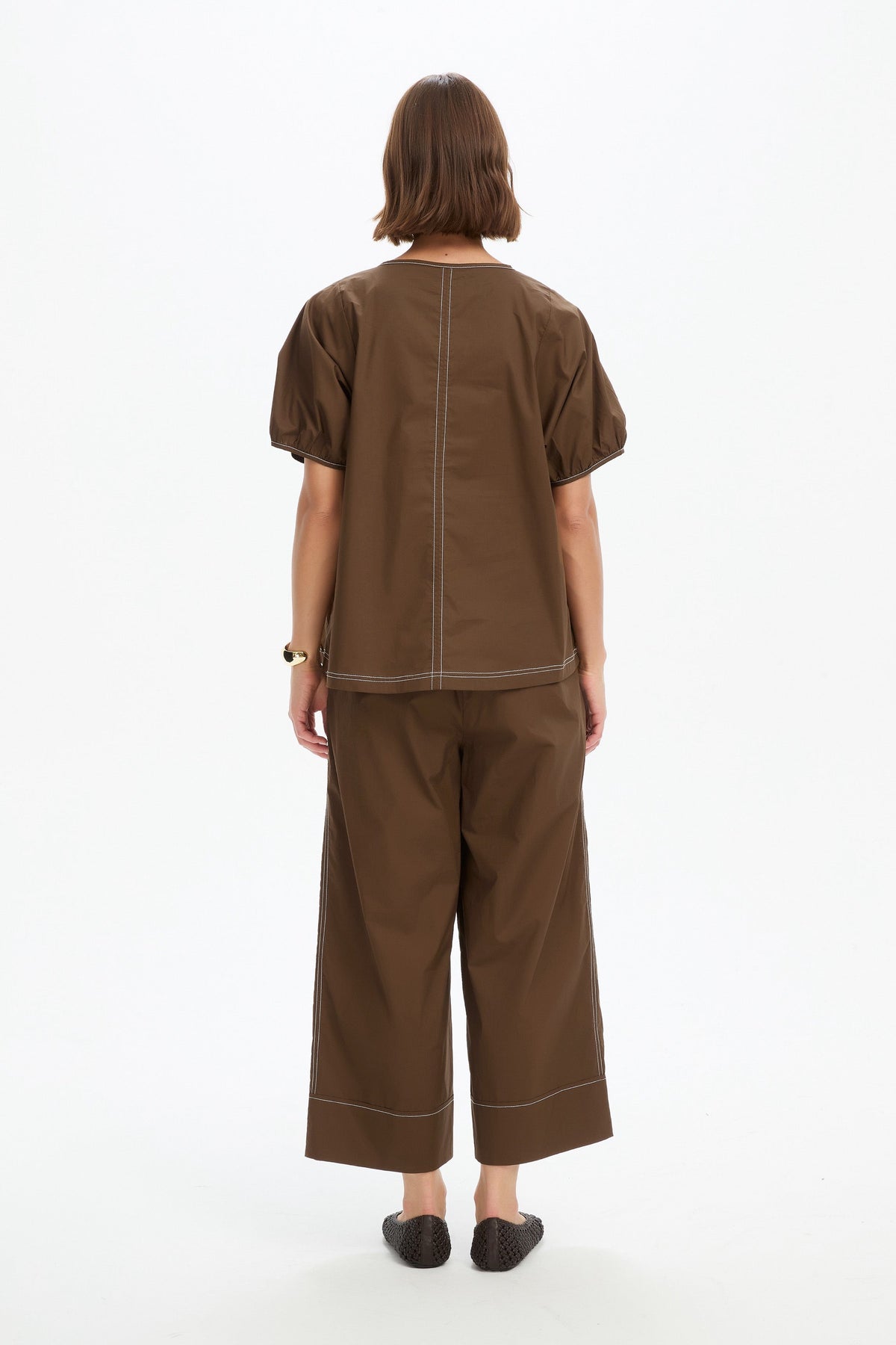 Bishop Sleeve Contrast Top