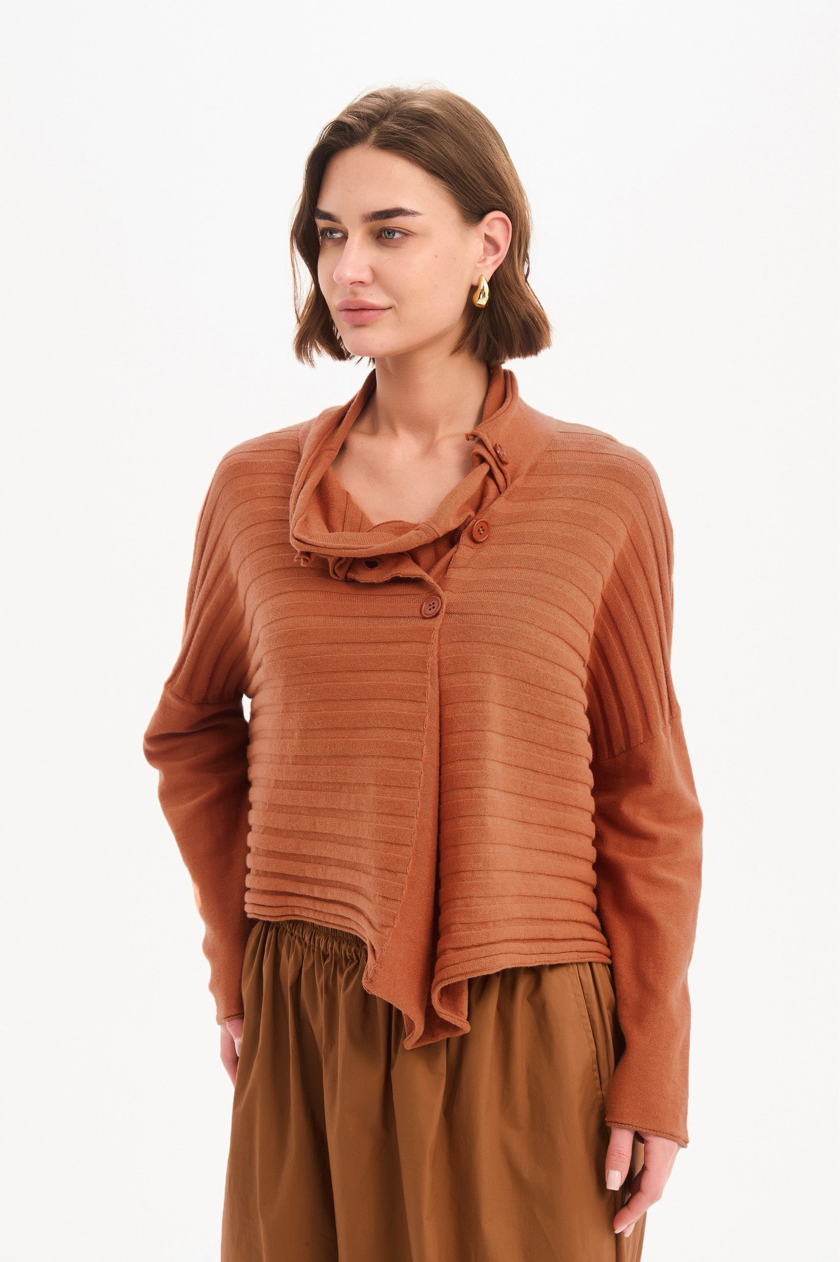 Cowl Neck Button Knit