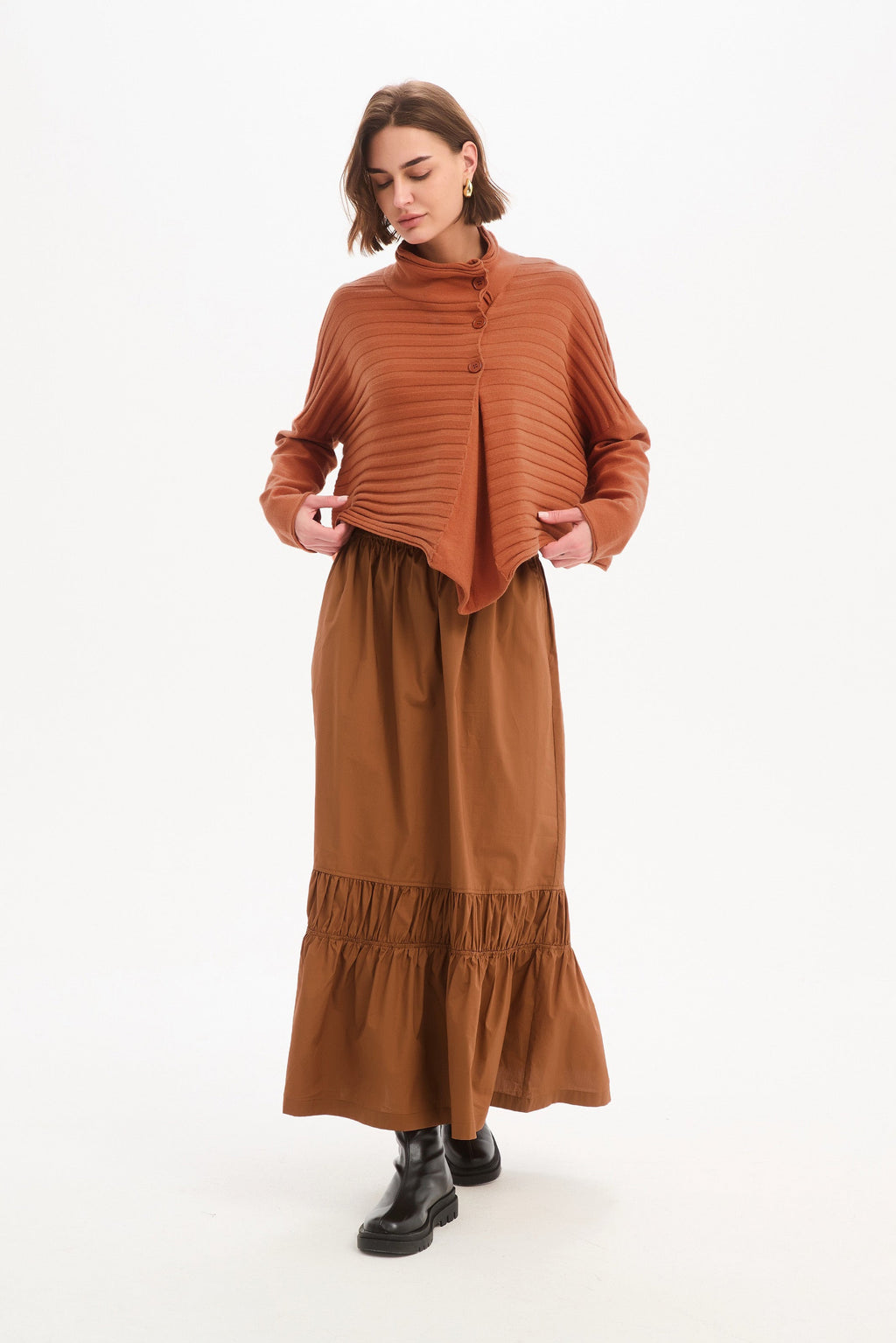 Cowl Neck Button Knit