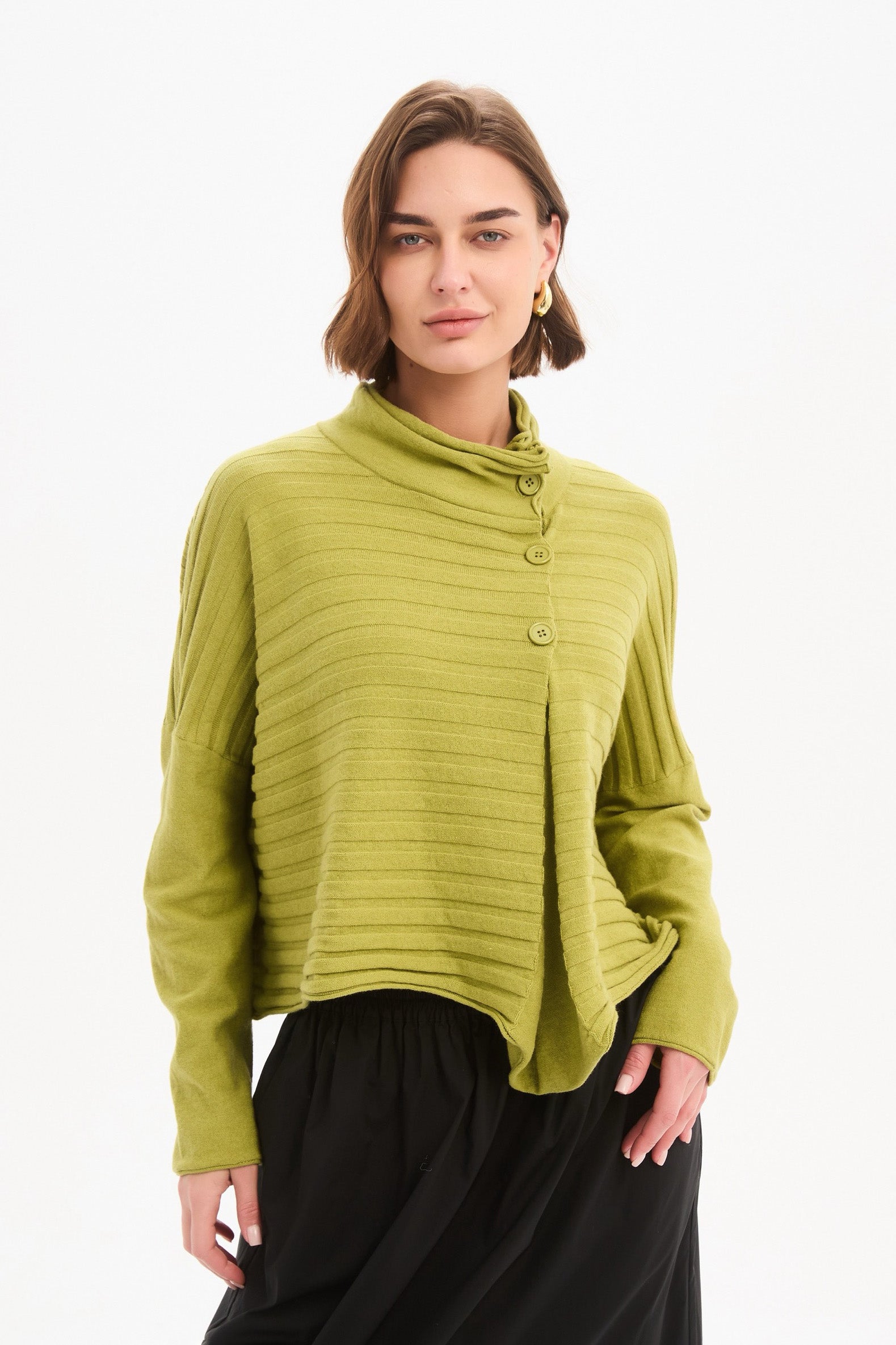 Cowl Neck Button Knit