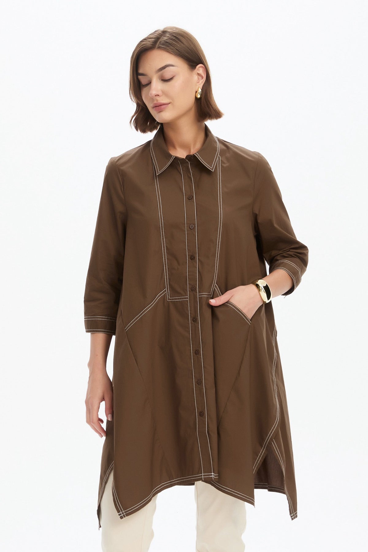 Handkerchief Hem Contrast Shirt