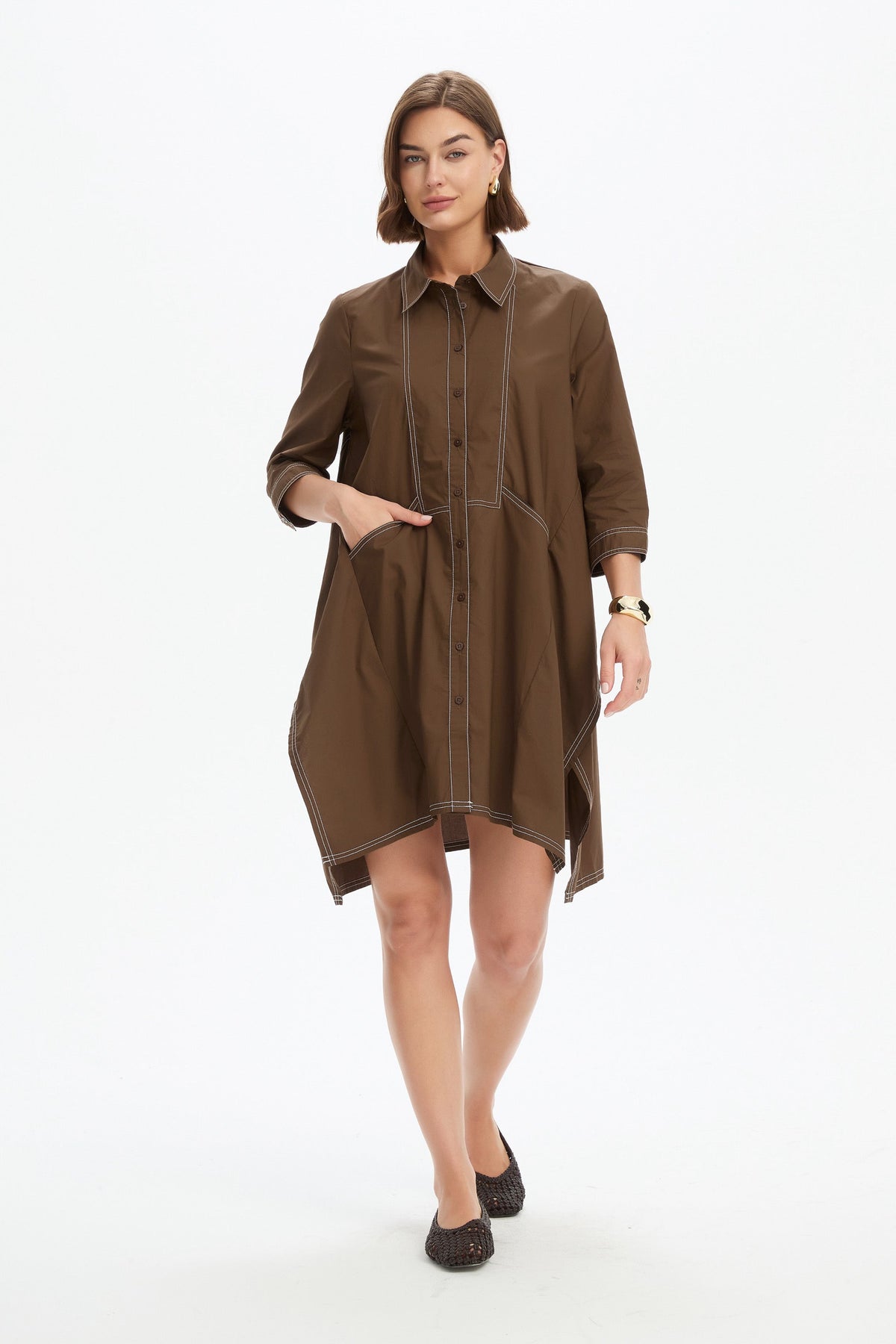 Handkerchief Hem Contrast Shirt
