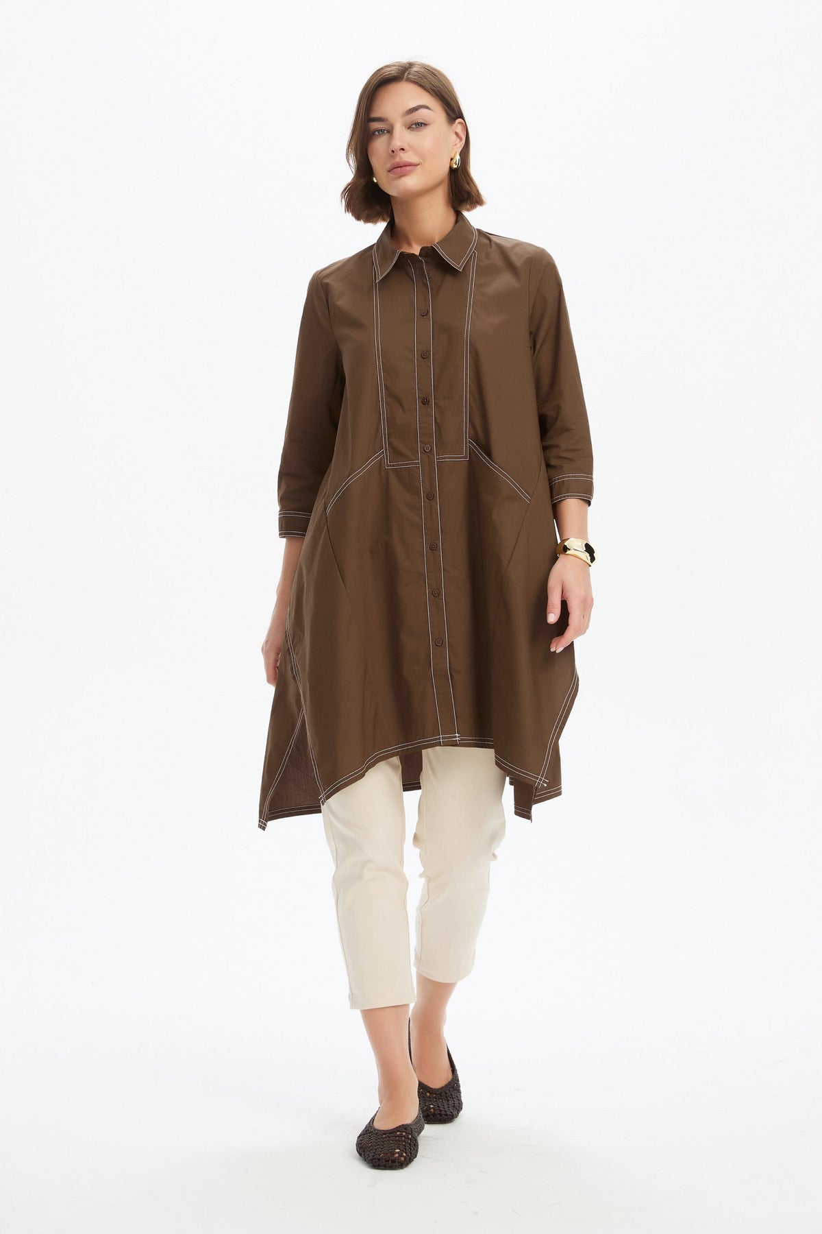 Handkerchief Hem Contrast Shirt