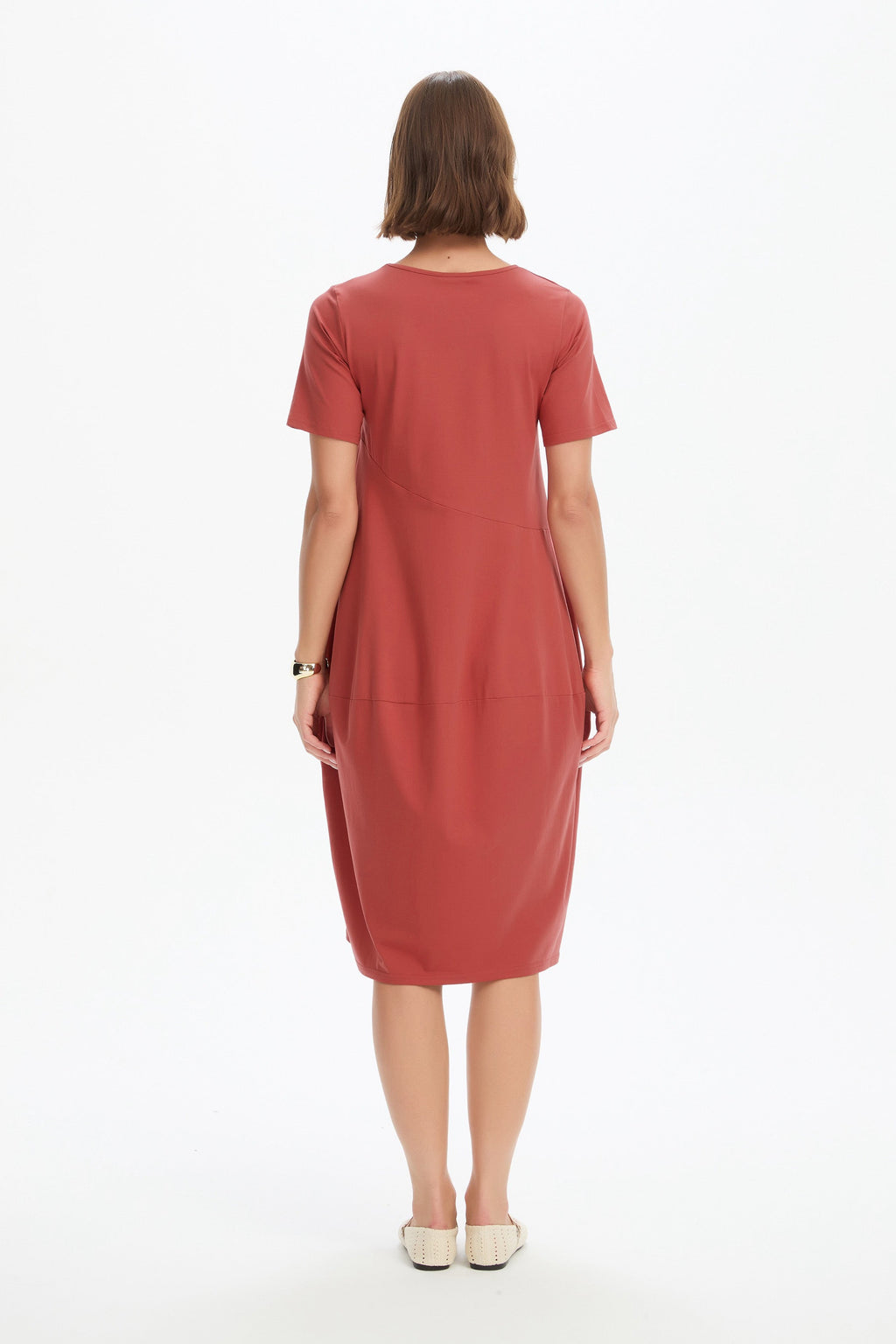 Diagonal Seam Dress - Short Sleeve