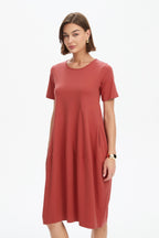 Diagonal Seam Dress - Short Sleeve