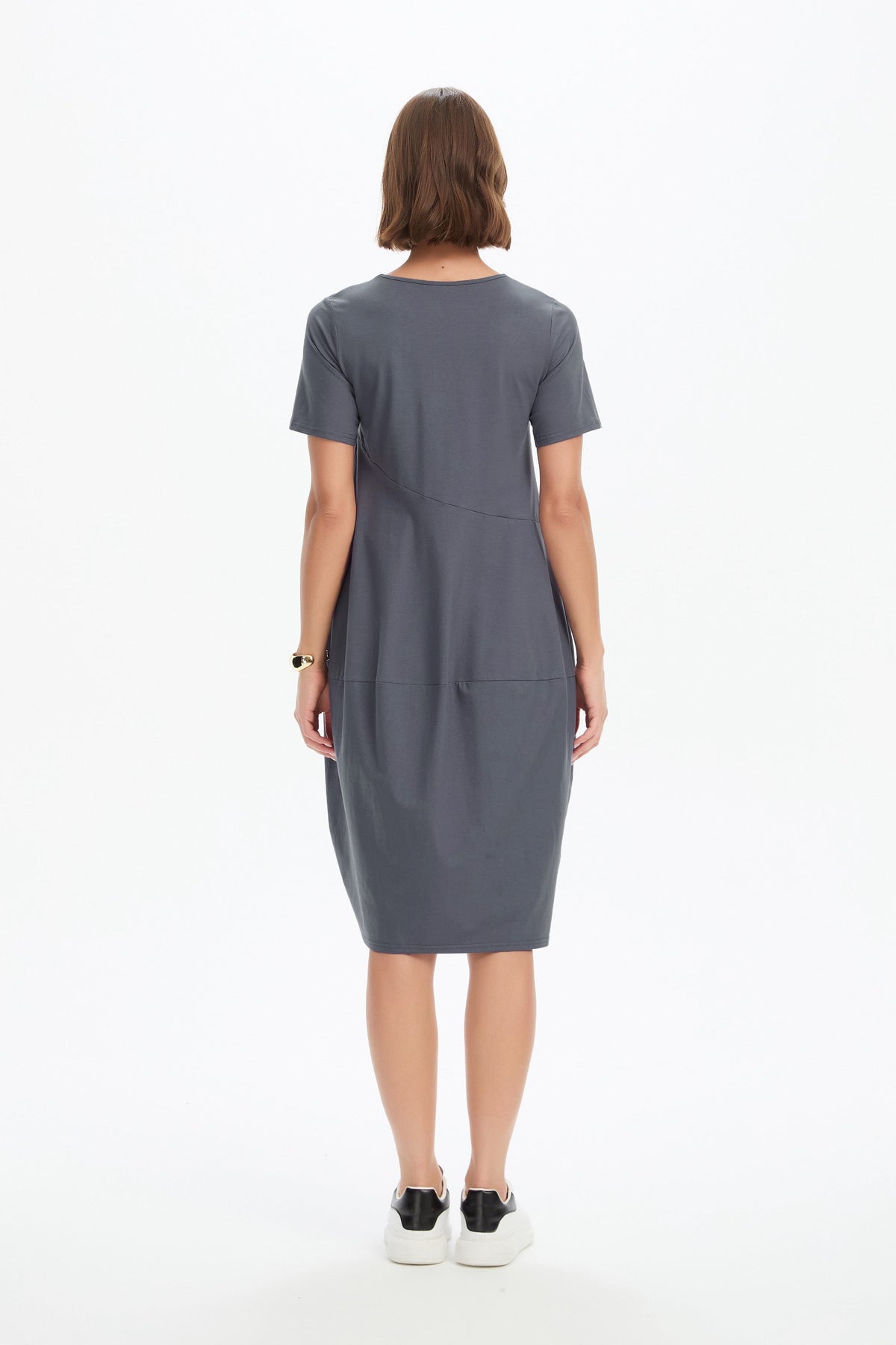 Diagonal Seam Dress - Short Sleeve
