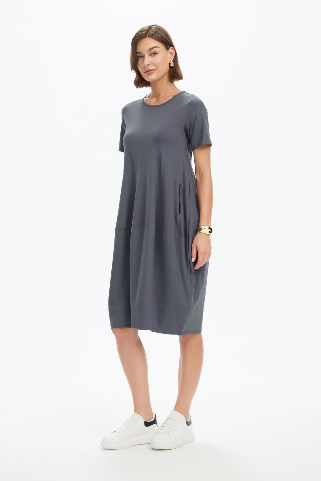 Diagonal Seam Dress - Short Sleeve