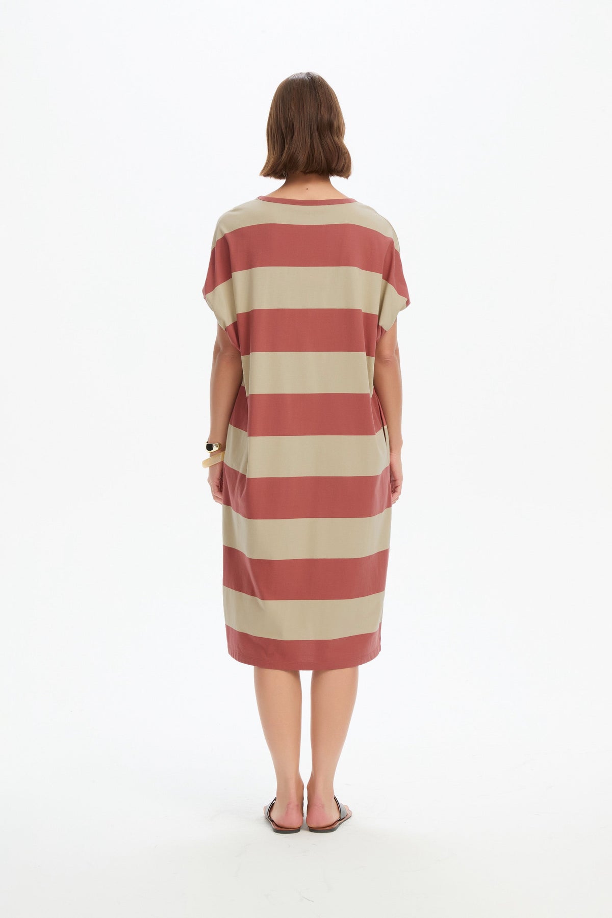 Stripe Bubble Sleeve Dress