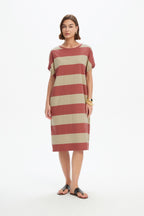Stripe Bubble Sleeve Dress