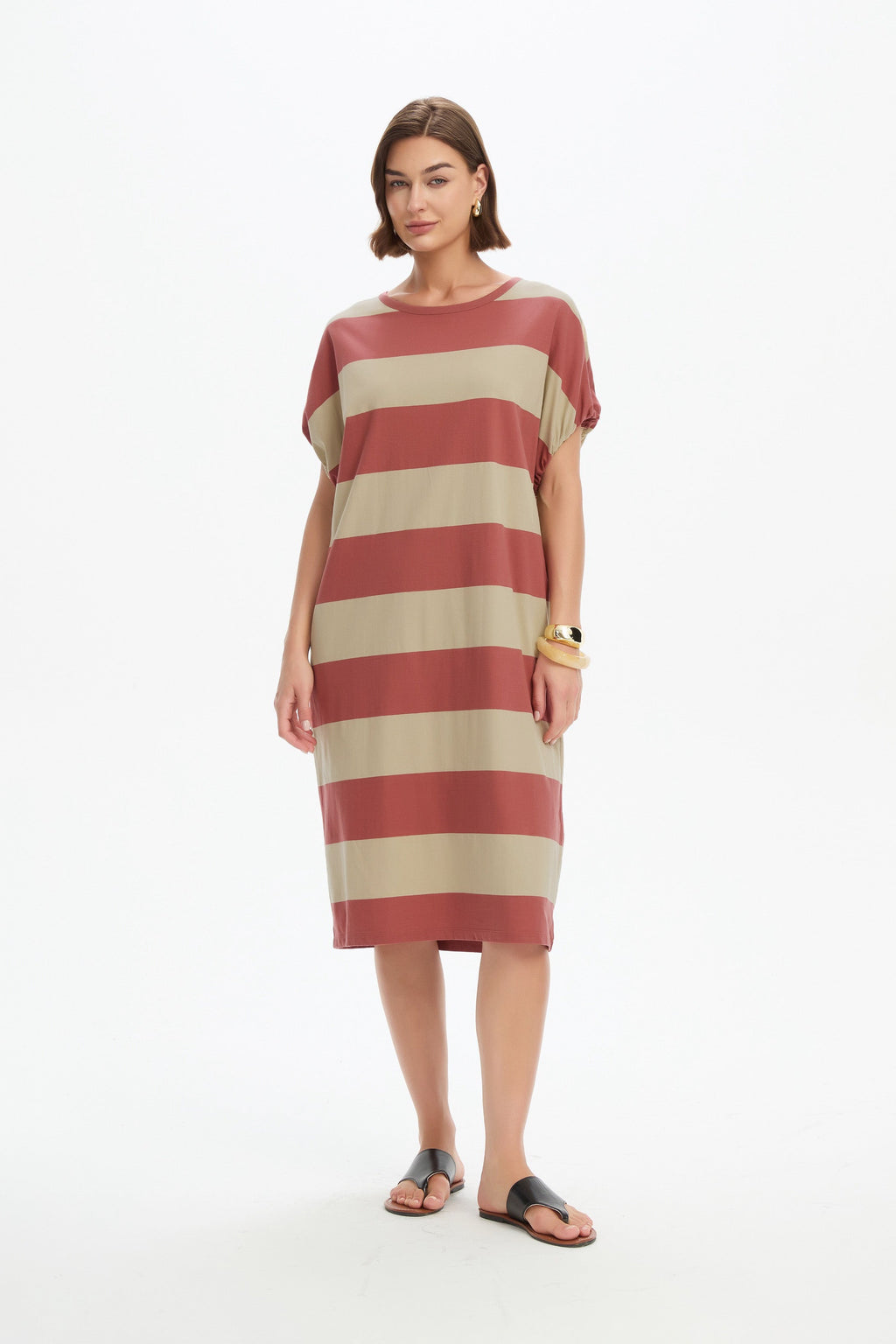 Stripe Bubble Sleeve Dress