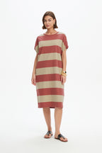 Stripe Bubble Sleeve Dress