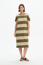 Stripe Bubble Sleeve Dress