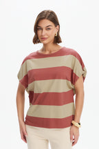 Stripe Bubble Sleeve Tee