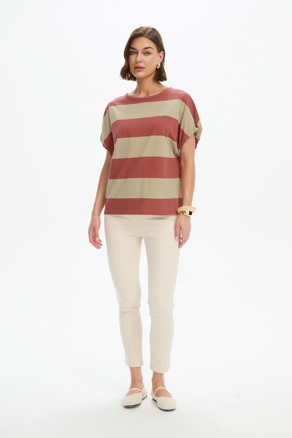 Stripe Bubble Sleeve Tee