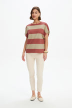 Stripe Bubble Sleeve Tee