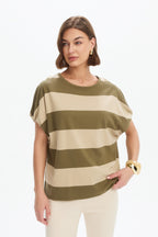 Stripe Bubble Sleeve Tee