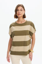 Stripe Bubble Sleeve Tee