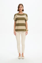 Stripe Bubble Sleeve Tee