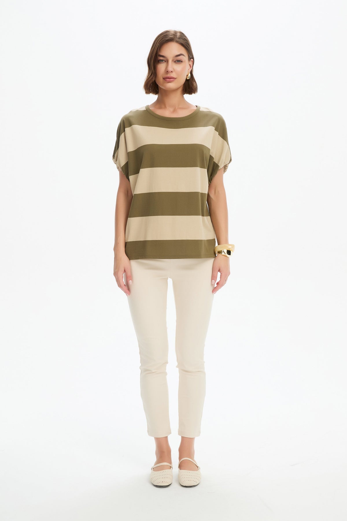Stripe Bubble Sleeve Tee